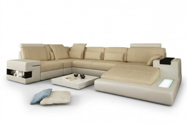 Eckcanapé Canapé Canapé Polster U-Form Wunnlandschaft Design Canapéë XXL Grouss