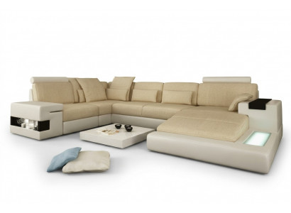 Eckcanapé Canapé Canapé Polster U-Form Wunnlandschaft Design Canapéë XXL Grouss