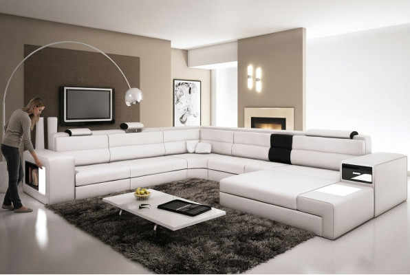 Eckcanapé Canapé Sofa Polster Design Garnitur Textil Lieder Wunnlandschaf