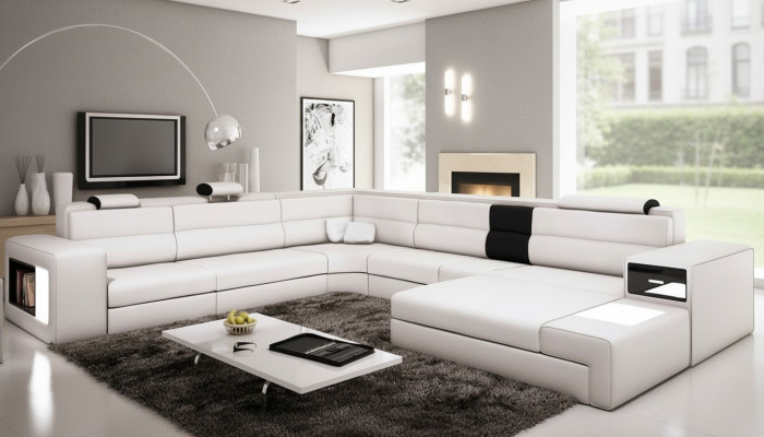 Eckcanapé Canapé Sofa Polster Design Garnitur Textil Lieder Wunnlandschaf