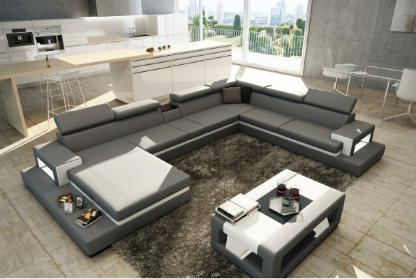 Liederdivan Sofa Ecksofa U Form Canapé Wunnlandschaft Designer Sëtz Eck