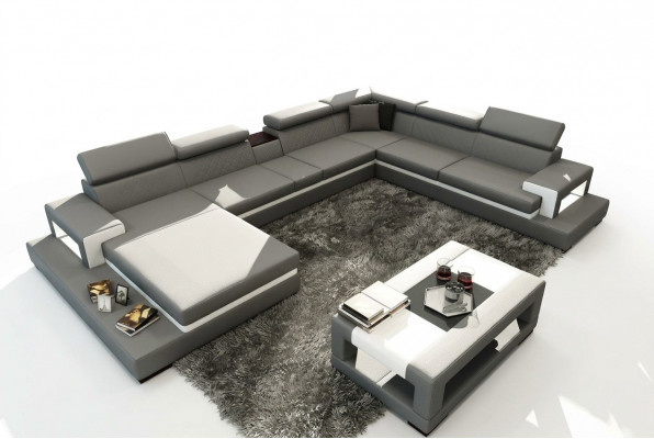 Liederdivan Sofa Ecksofa U Form Canapé Wunnlandschaft Designer Sëtz Eck