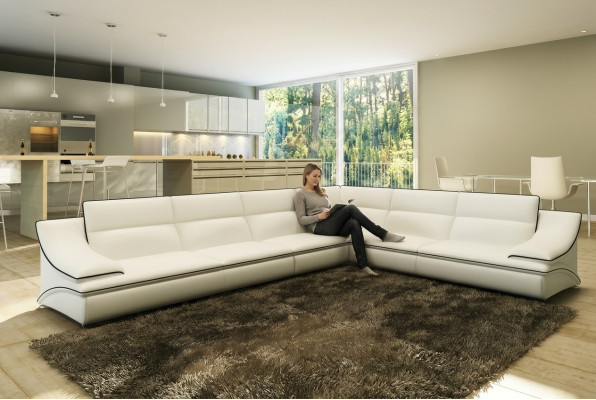 Eckcouch Polster Garnitur Canapé Sofa Wunnlandschaft Sëtz Eck Textil Lieder