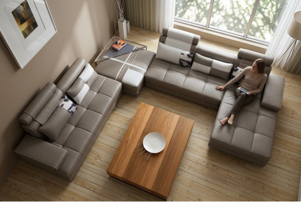 Elegant U-Form Designer Ecksofa Perfekt Synthes vu Stil a Komfort