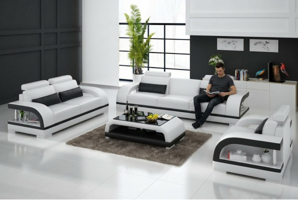 Designer Sofa Set Lieder Sofa Set 3+2+1 Set Sofa Couch Nei Zitadell Wäiss