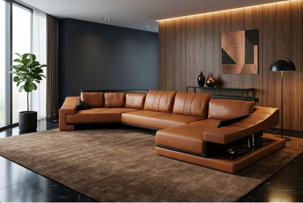 Ledersofa Wunnlandschaft XXL Ecksofa Grousst Sofa Couch Garnitur Designersofa PHM105