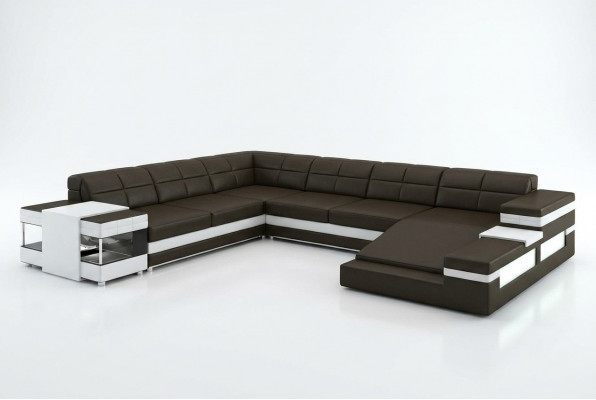Ledercouch Sofa Couch Polster Eck Wunlandschaft Ecksofa Design Lieder PH3006 Neien