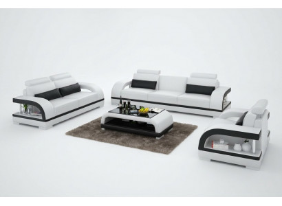 Ledercouch Sitzlandschaft 3+2+1 Sëtzer Sofa Garnitur Dekor Design Nei