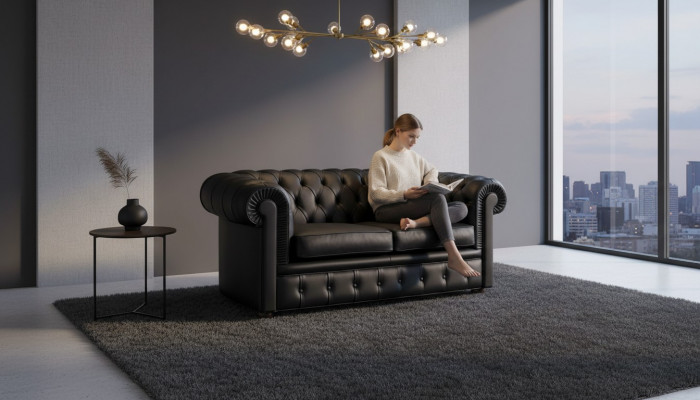 Chesterfield Sofa Couch Polstersofa Klassesch 2-Sëtzer Sëtz Lieder Schaffhuet.