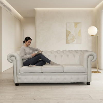 Sofa Couch Polster Garnitur Sëtz Sofas Couchen Chesterfield 3 Sëtzer NAPOLI III