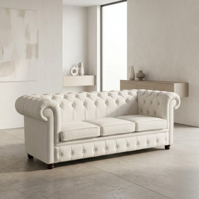 Sofa Couch Polster Garnitur Sëtz Sofas Couchen Chesterfield 3 Sëtzer NAPOLI III