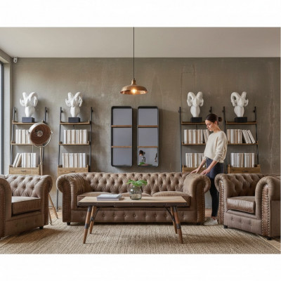 Sëtzgarnitur Polster Canapé Sofa Klassik Chesterfield 3 Sëtzer Set Nei NAPOLI V