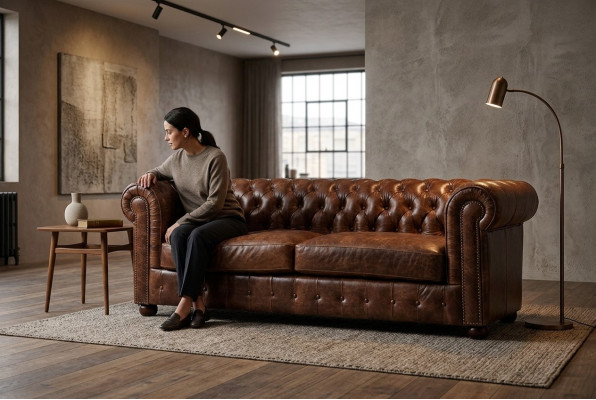 Chesterfield Sofa Canapé Polster 3 Sëtz Garnitur Lieder Textil Sofaen Nei