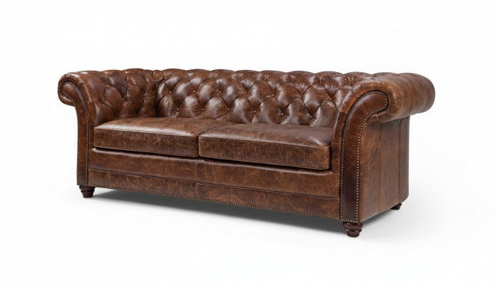 Chesterfield 100% Echt Lieder Ledersofa Sofa Couch Polster Klassesch Couchen