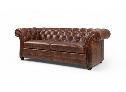 Chesterfield 100% Echt Lieder Ledersofa Sofa Couch Polster Klassesch Couchen
