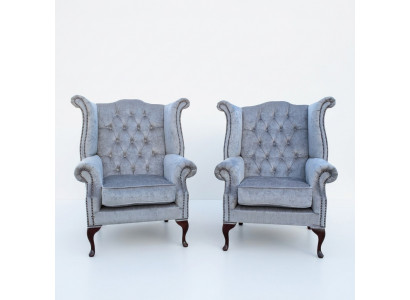 Chesterfield Ouerensessel Sëtz Couch Sofa Polster Sëtz Lounge Babyblo Relax