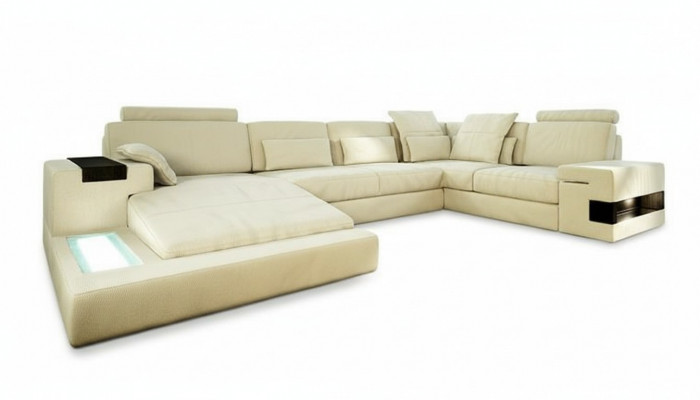 Ledersofa Designer Sofa U Form Wunnlandschaft Canapé Polstersofa Ecksofa Garnitur Nei