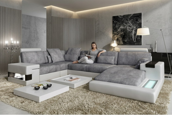 Ledercanapé Polster Eckcouch Garnitur Wunnlandschaft Ledercanapé Design Canapé Nei