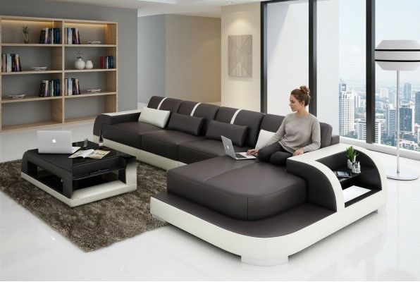 Ecksofa Sofa Couch Polster Wunnlandschaft Polstereck Designsofa Ledersofa LubyB