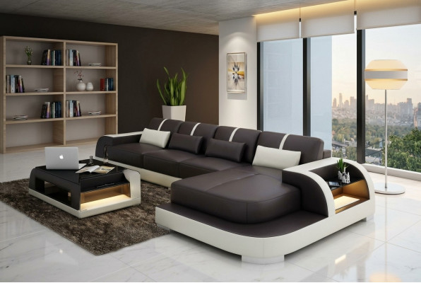 Ecksofa Sofa Couch Polster Wunnlandschaft Polstereck Designsofa Ledersofa LubyB