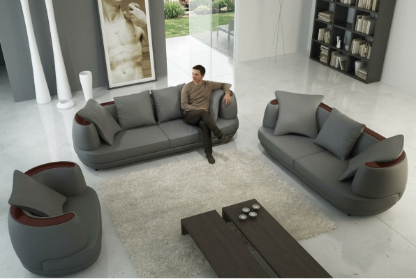 Sofagarnitur Royal Luxus Designer Couch Polster 3+2+1 Lieder Canapé Sëtz Royal Gri.