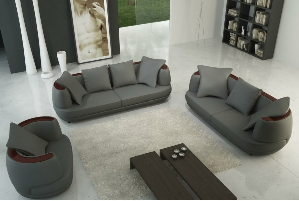 Sofagarnitur Royal Luxus Designer Couch Polster 3+2+1 Lieder Canapé Sëtz Royal Gri.