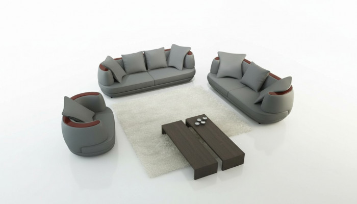 Sofagarnitur Royal Luxus Designer Couch Polster 3+2+1 Lieder Canapé Sëtz Royal Gri.