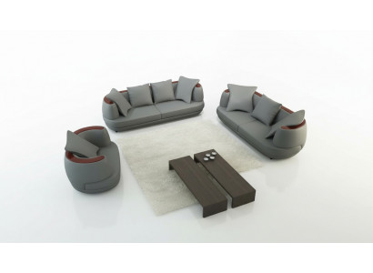 Sofagarnitur Royal Luxus Designer Couch Polster 3+2+1 Lieder Canapé Sëtz Royal Gri.