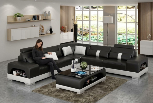Designer Wunnlandschaft Eckssofa Sofa Canapé Big L Form XXL Sëtz Garnitur Sandberg