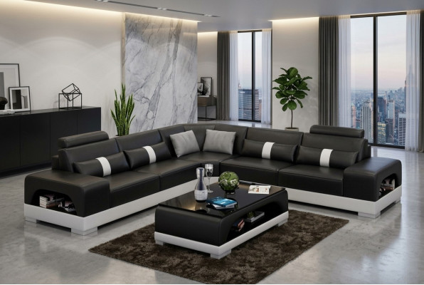 Designer Wunnlandschaft Eckssofa Sofa Canapé Big L Form XXL Sëtz Garnitur Sandberg