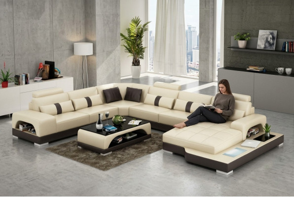 Lieder U-Form Wunnlandschaft Couch Grouss XXL Sofa Polster Eckbestand Garnitur Eck Schécken