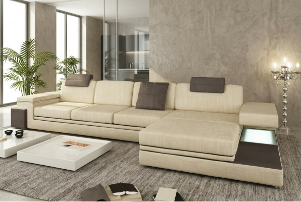 Design Ledercouch Sofa Canapé Polster Lounge Garnitur Eck Textil