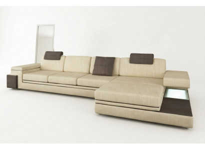 Design Ledercouch Sofa Canapé Polster Lounge Garnitur Eck Textil