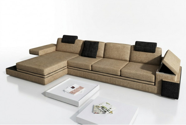 Design Ledercouch Sofa Couch Polstergarnitur Wunnlandschaft Eck Textil