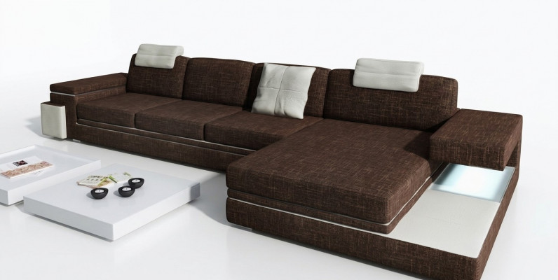 Design Ledersofa Couch Sofa Polster Dekor Wohnlandschaft Eck Garnitur Ecke