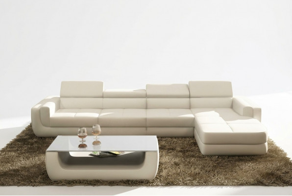 Eckcouch Ledercouch Wunnlandschaft L Form Couch Couch Polster Sëtz Eck Tettau Wäiss