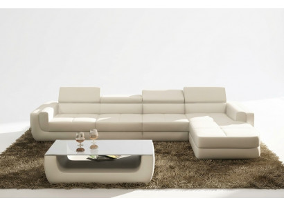 Eckcouch Ledercouch Wunnlandschaft L Form Couch Couch Polster Sëtz Eck Tettau Wäiss