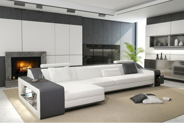 Design Ecksofa Sofa Couch Polster Sëtz Eck Garnitur Sofen Lieder Textil Themar WG