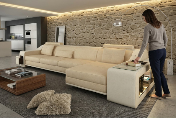 Design Eckcouch Sofa Couch Polster Sëtz Eck Garnitur Sofas Lieder Textil Themar BW
