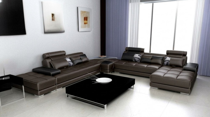 Ecksofa Sofa Canapé Wonlandschaft Ledersofa XXL Designer Canapéen