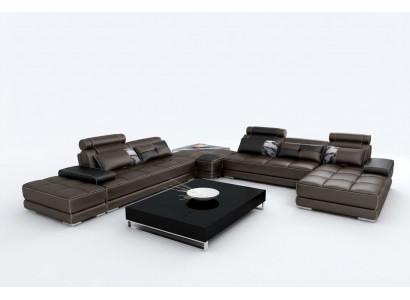 Ecksofa Sofa Canapé Wonlandschaft Ledersofa XXL Designer Canapéen