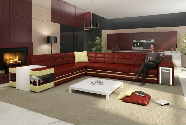 Designersofa Ecksofa Canapé Liederpolster Sëtz Eck Garnitur +Lucht Nei PH3026