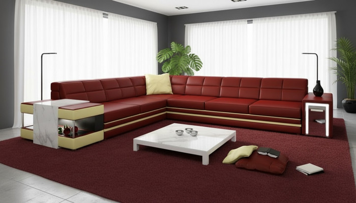 Designersofa Ecksofa Canapé Liederpolster Sëtz Eck Garnitur +Lucht Nei PH3026