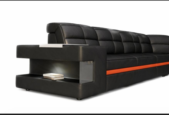 Ledersofa Designersofa Ecksofa Canapé Polstersofa Eckgarnitur mat Beleuchtung