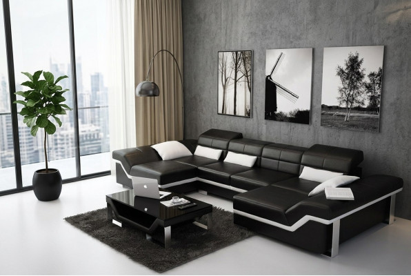Ledercouch Sofa Couch Wunnlandschaft Eckcouch Garnitur Design Modern Sofa K5007C