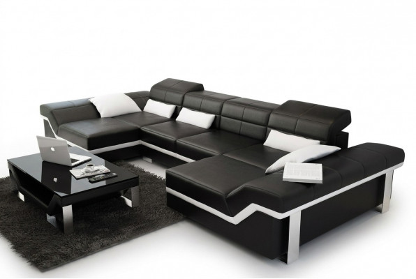 Ledercouch Sofa Couch Wunnlandschaft Eckcouch Garnitur Design Modern Sofa K5007C