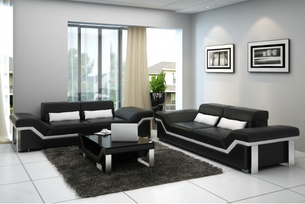 Ledercanapé Canapé Couch Wunnoase 3+3 Garnitur Design Modern Sofae Nei