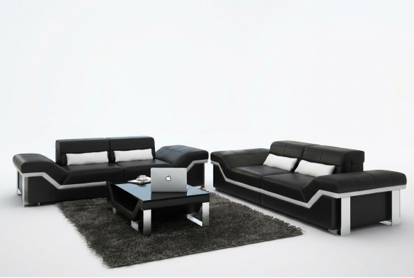 Ledercanapé Canapé Couch Wunnoase 3+3 Garnitur Design Modern Sofae Nei