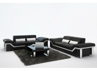Ledercanapé Canapé Couch Wunnoase 3+3 Garnitur Design Modern Sofae Nei