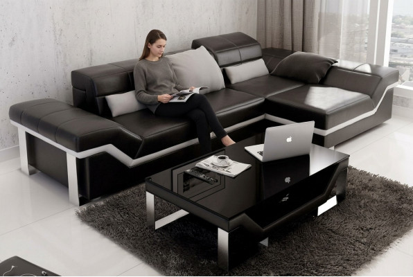 Liederkanapé Sofa Canapé Wunnlanschaft Ecksofa Garnitur Dekor Modernen Design